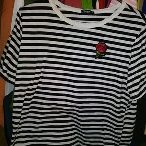 Striped shirt with rose